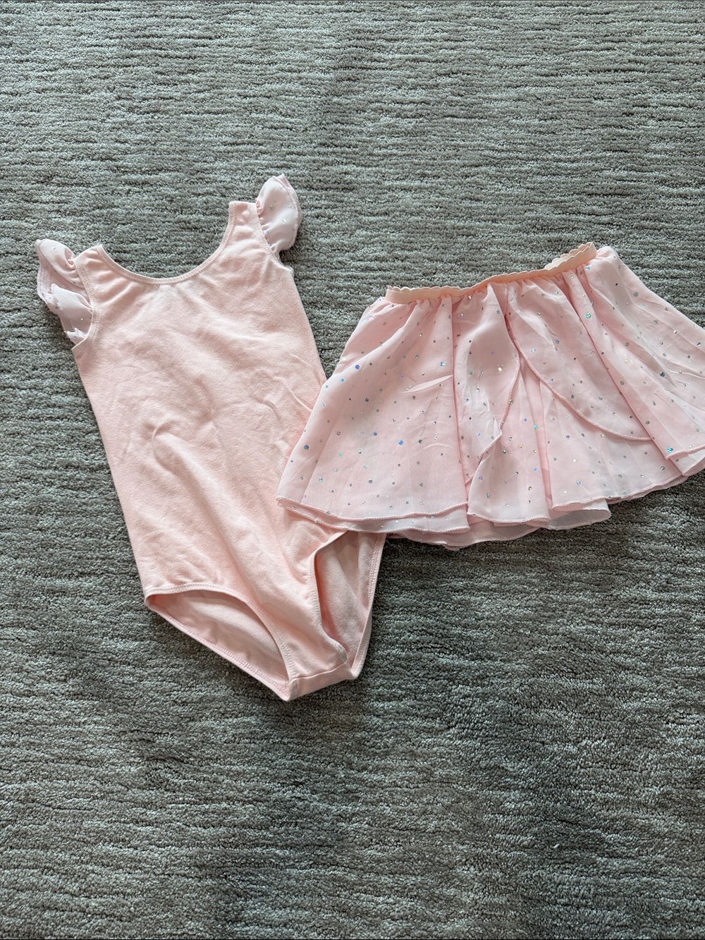 Girls Pink Ballet Leotard with Sparkle Tutu Skirt